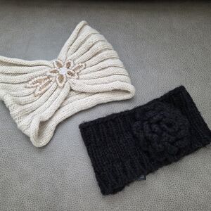 Elegant Cream and Black Knit Headbands